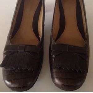 Naturalizer Croc Print Pump 8M Brown Leather